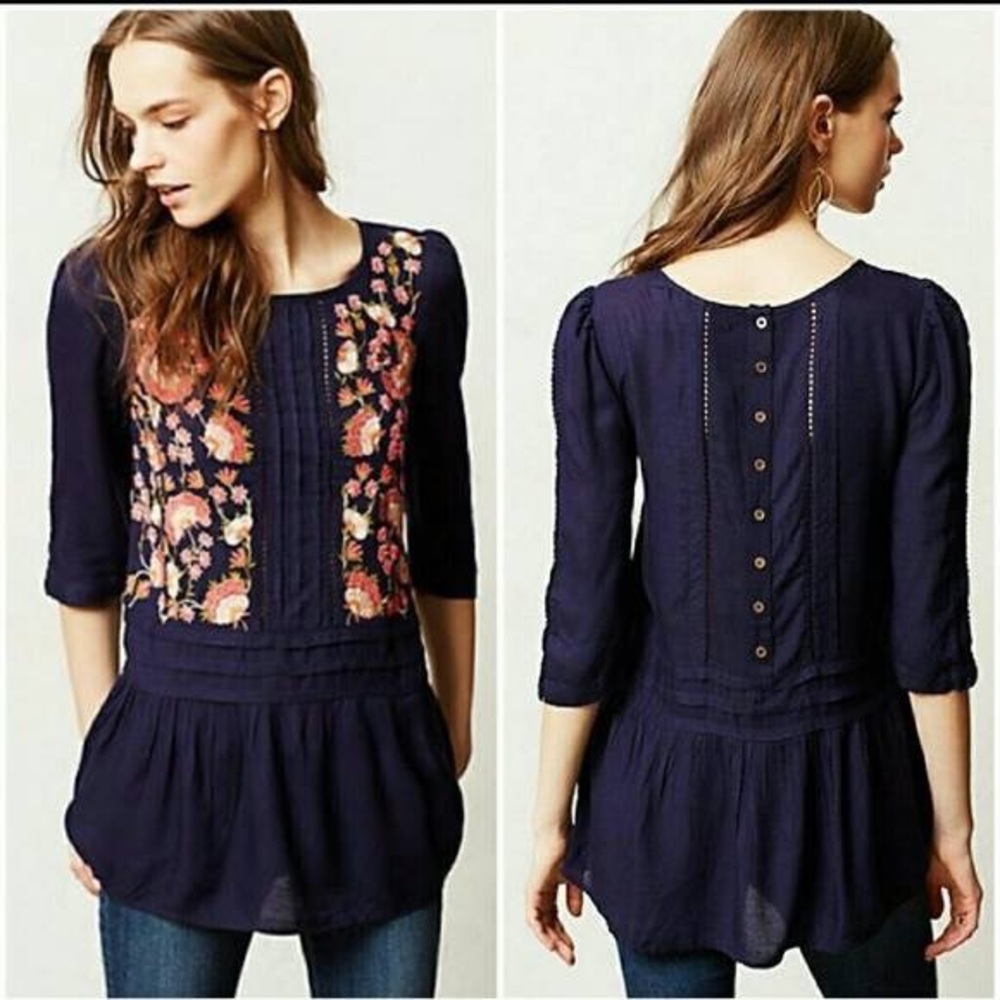Anthropologie Floreat Floral Embroidered top - Picture 1 of 3
